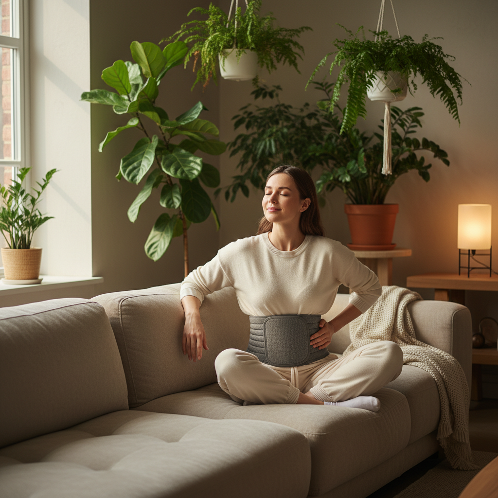 Femme détendue avec ceinture
