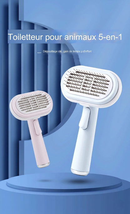  Kit de soin chat 5-en-1 édition pastel — brossage en profondeur et massage doux pour pelage sain